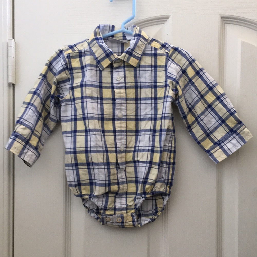 Infant Boys’ The Children’s Place Plaid Shirt Snap-crotch One-piece (9-12 months